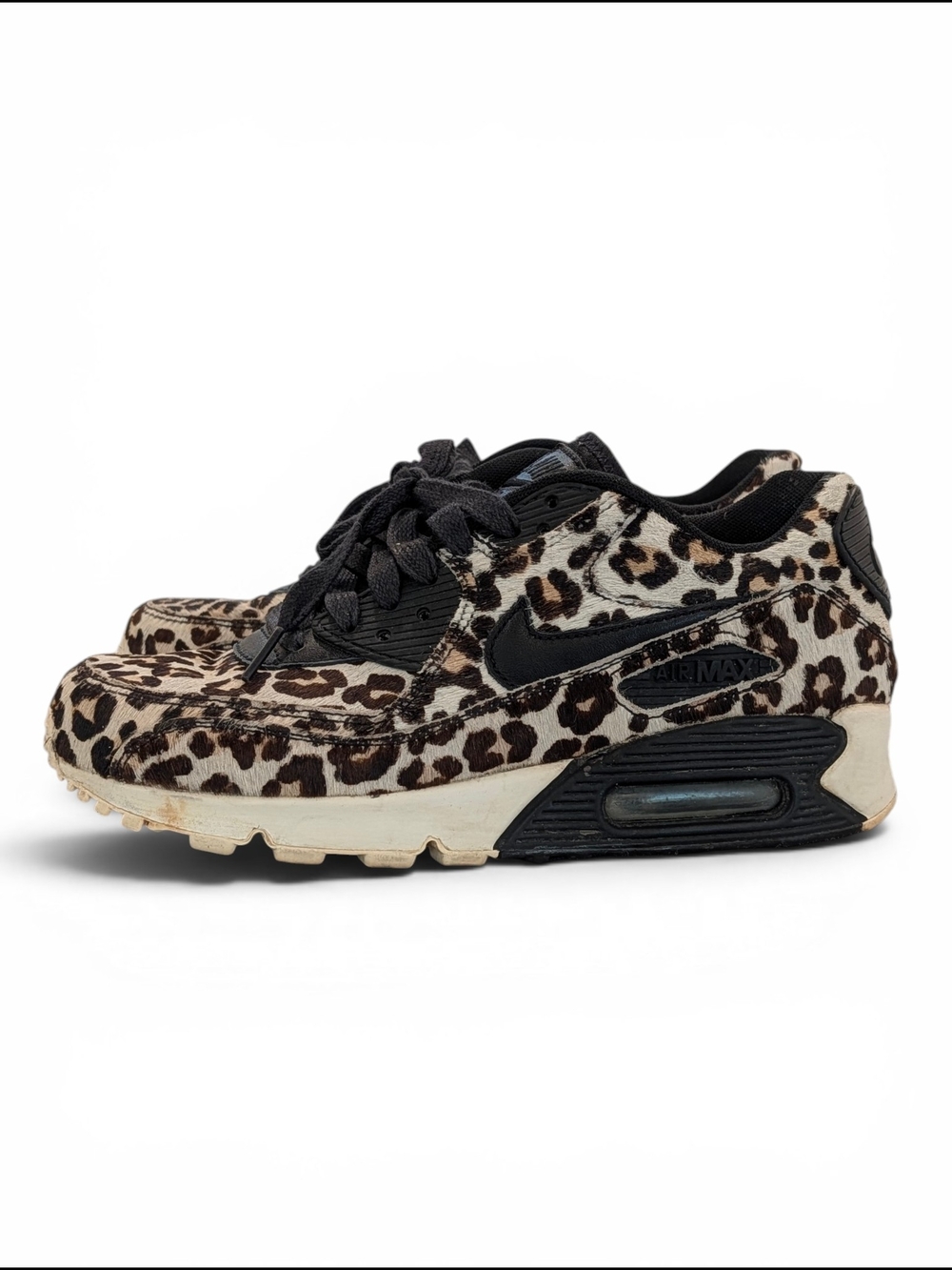 SOLD Vintage Nike Air Max Leather Cow Hide Leopard Print Athletic Sneakers - Picture 3 of 13